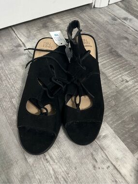Time and Tru Black Lace-Up Open Toe Women’s Sandals Size 10